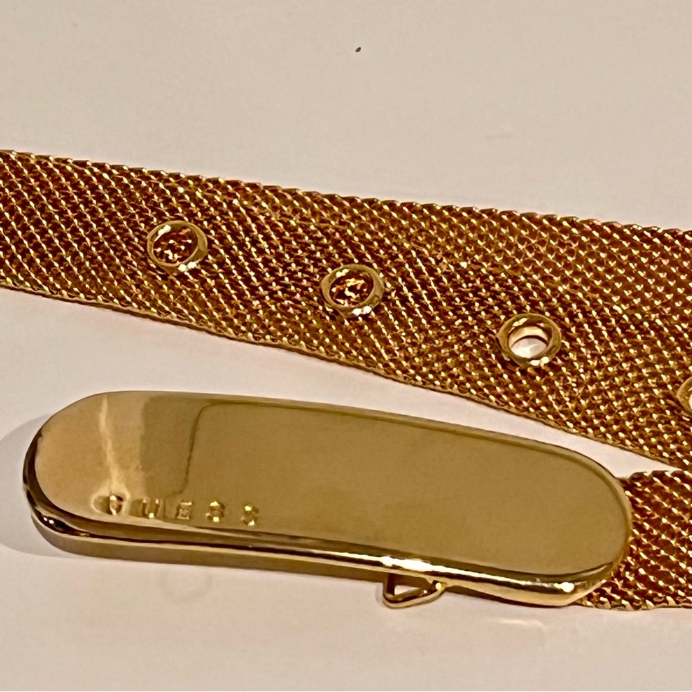Vintage GUESS Gold-Tone Mesh Metal Belt Y2K Designer Chain Quiet Luxury Retro - Picture 2 of 13